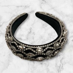 Luxurious Headband With Rhinestone Decor Baroque Hair Hoop Wide Brimmed